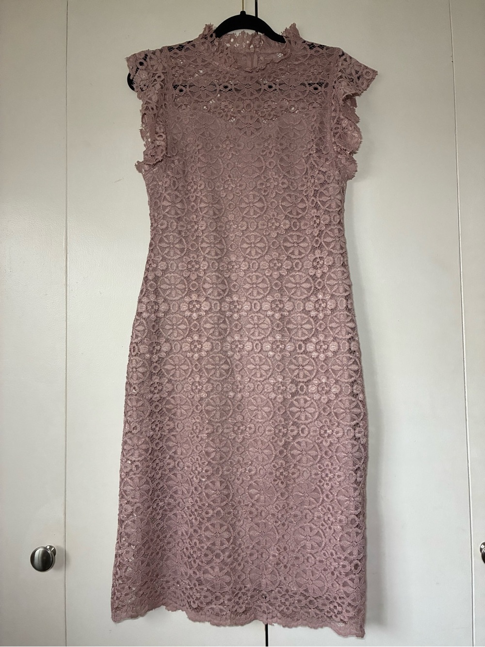 Enfocus Studio Mauve Lace High-Neck Midi Dress